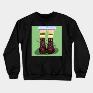 red shoes with socks on a green background Crewneck Sweatshirt